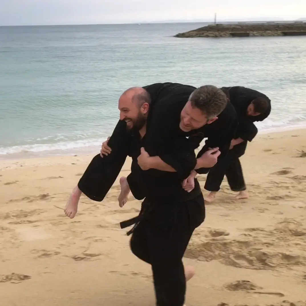 Olgun warming up for a karate session with John Wetherell Sensei [4th Dan Karate & Black Sash Wing Chun Kung Fu]